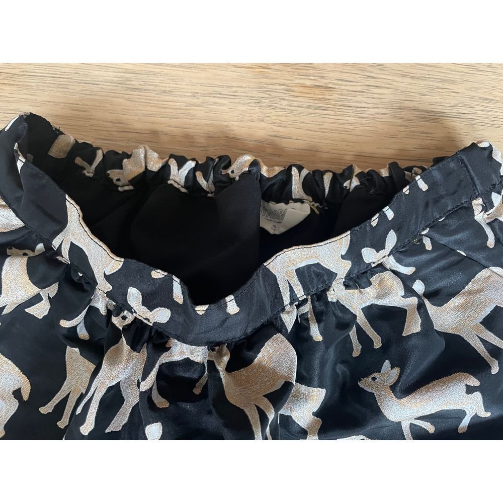 Gymboree Holiday Black and Gold Deer Print Dressy Skirt Jacquard Youth XL/14 - Picture 4 of 6
